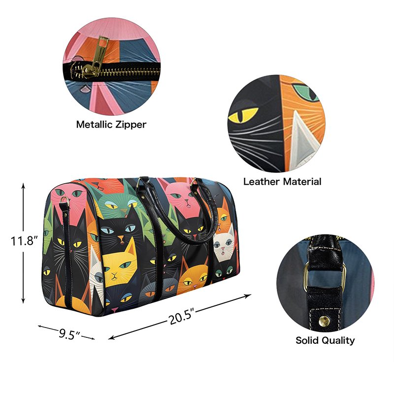 Cat Themed Large Travel Bag - Cat Lover Present
