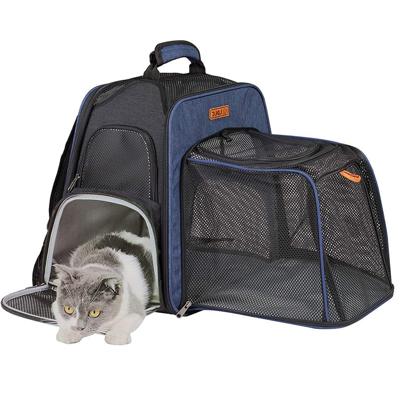 Cat Backpack Carrier Expandable Breathable Mesh Room Extension 16 x 15.5  x 12