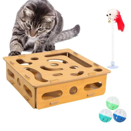 Hide And Seek Cat Toy Box Peek-a-Prize Interactive Cat Toys