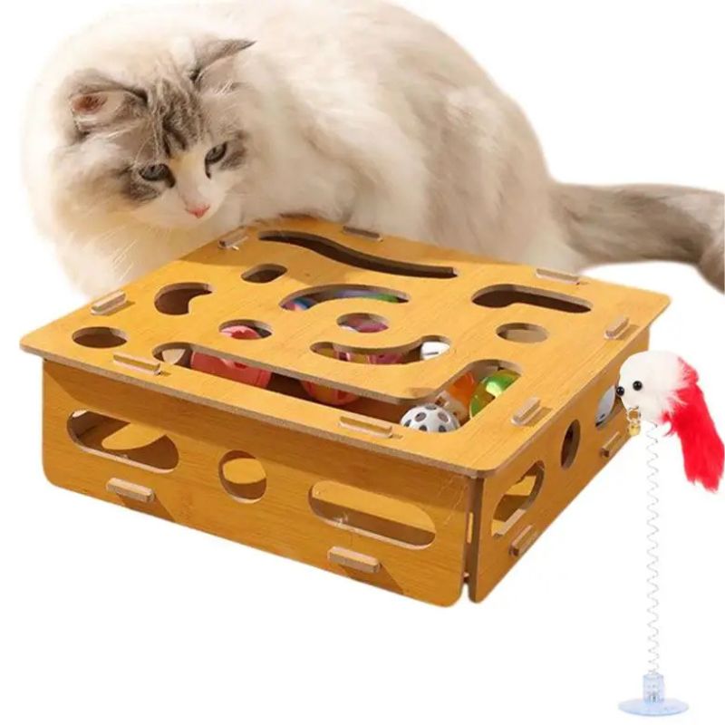 Hide And Seek Cat Toy Box Peek-a-Prize Interactive Cat Toys