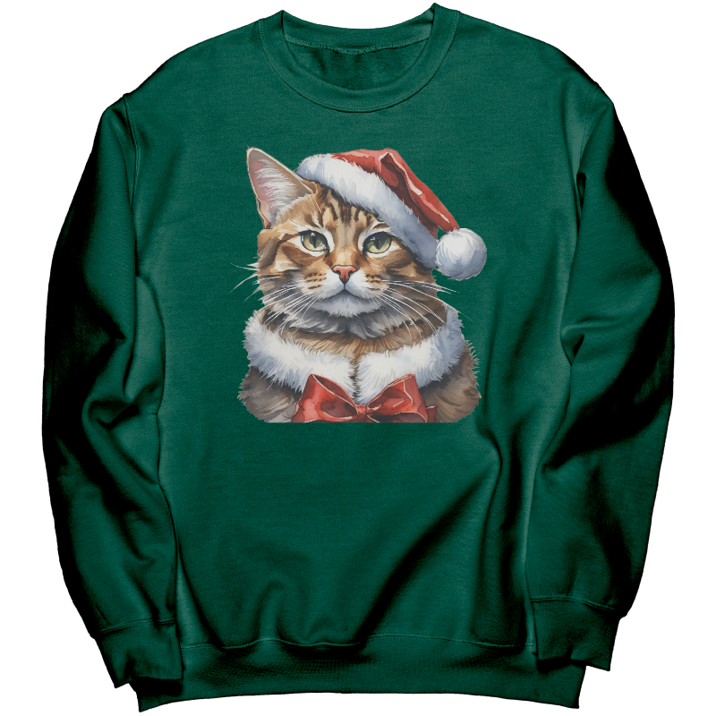 Cat_Lover_Christmas_Crewneck_Sweatshirt_Dark_Green_Mockup.png