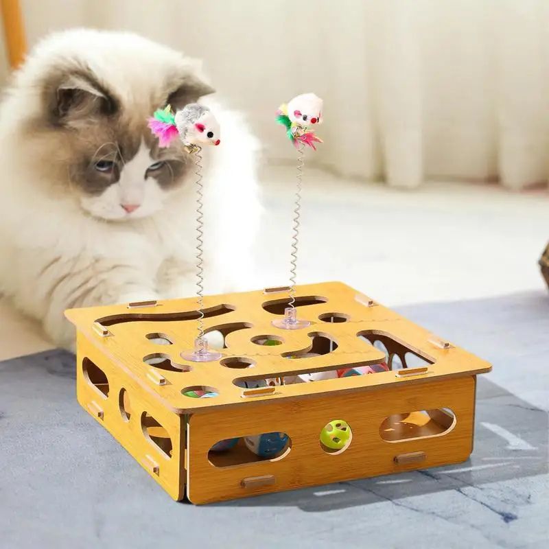 Hide And Seek Cat Toy Box Peek-a-Prize Interactive Cat Toys