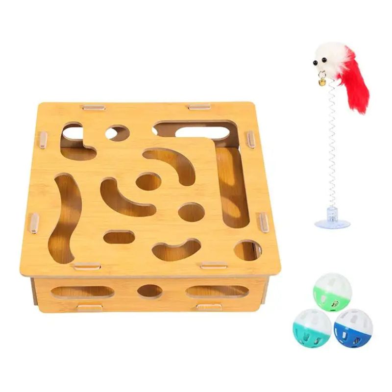 Hide And Seek Cat Toy Box Peek-a-Prize Interactive Cat Toys