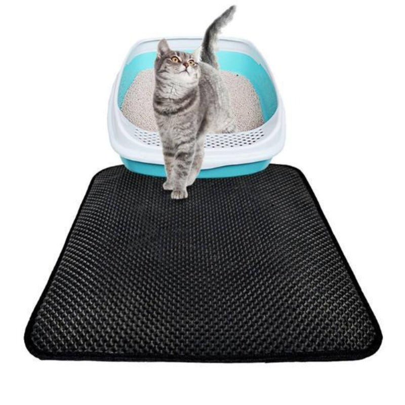 Cat Litter Mat, Square Large Hole Cat Litter Trapper Waterproof Nonslip  Dual Layer Tray Mat Easy To Clean,1pc
