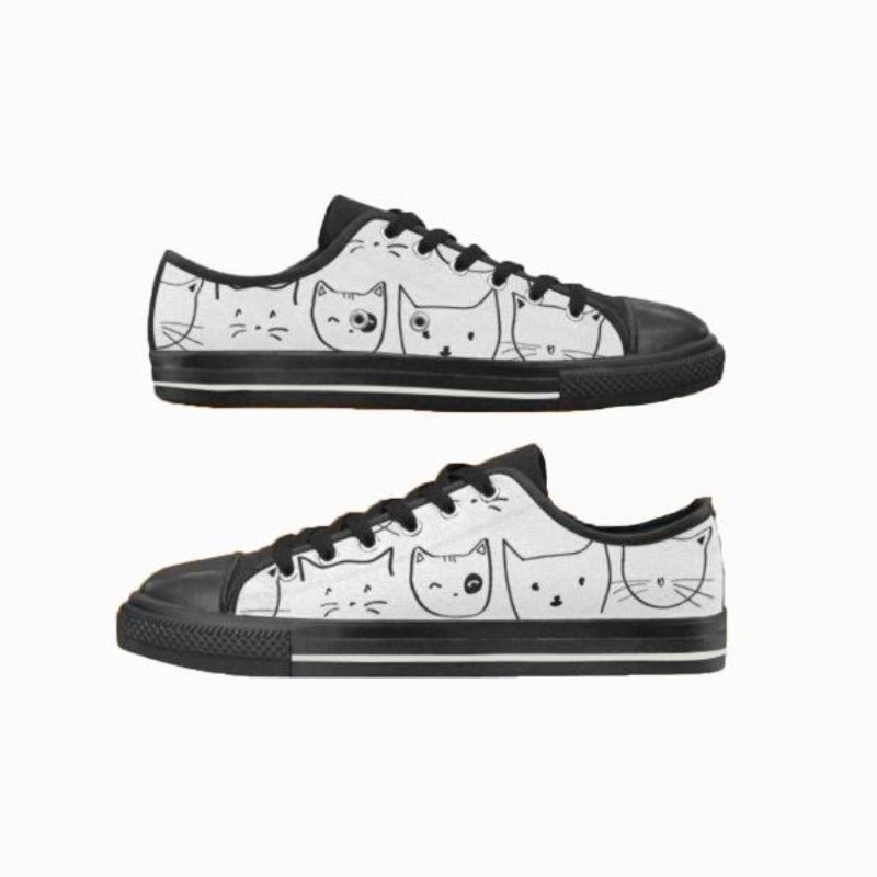 Personalized Black Cats Women s White Canvas Shoes Cute Cats Store