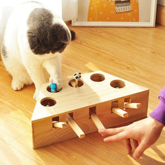 Interactive Cat Wooden Toy - Cute Cats Store